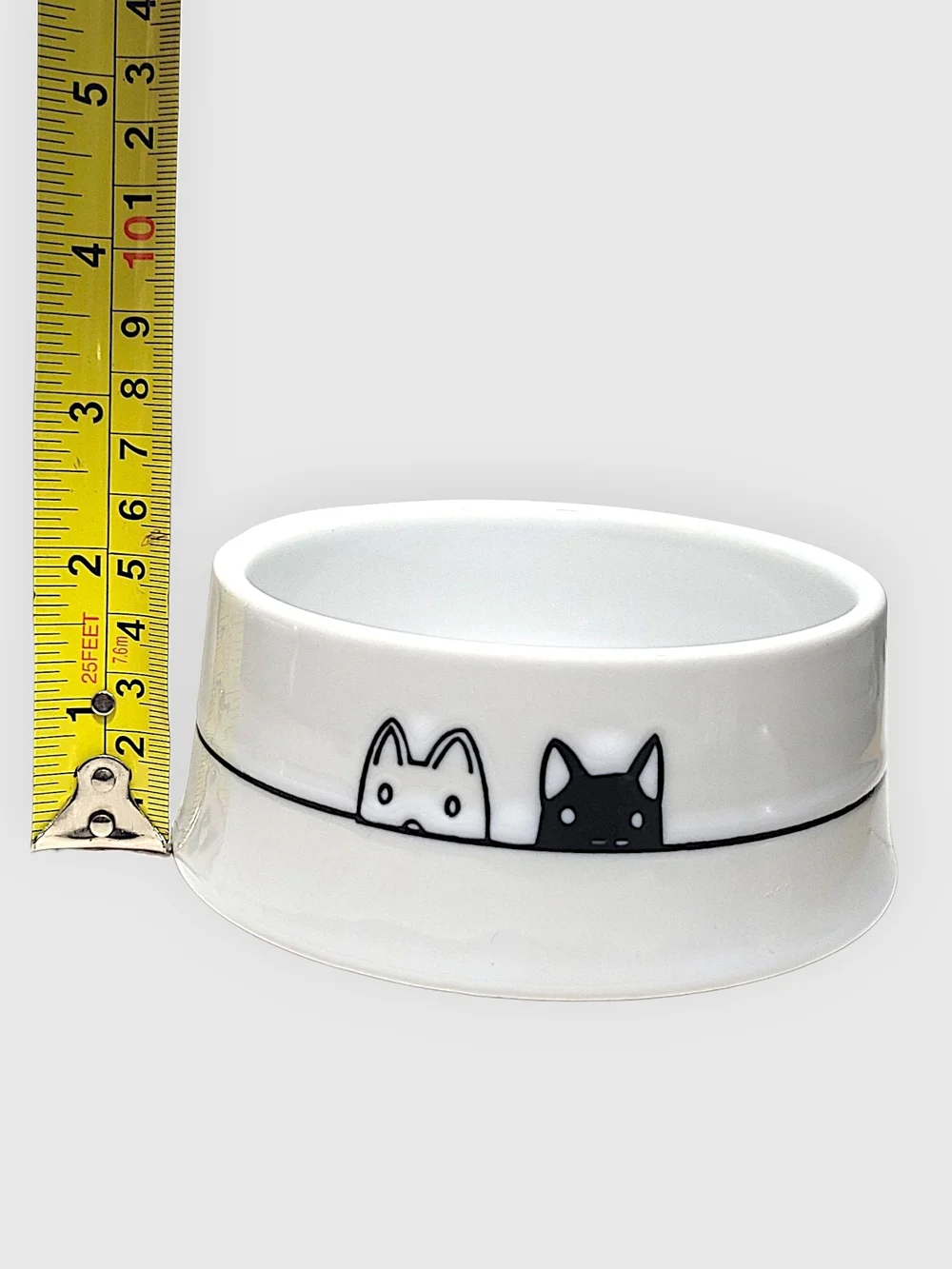 Naughty and Nice Cat Bowl with Black and White Cats Double-sided Accents